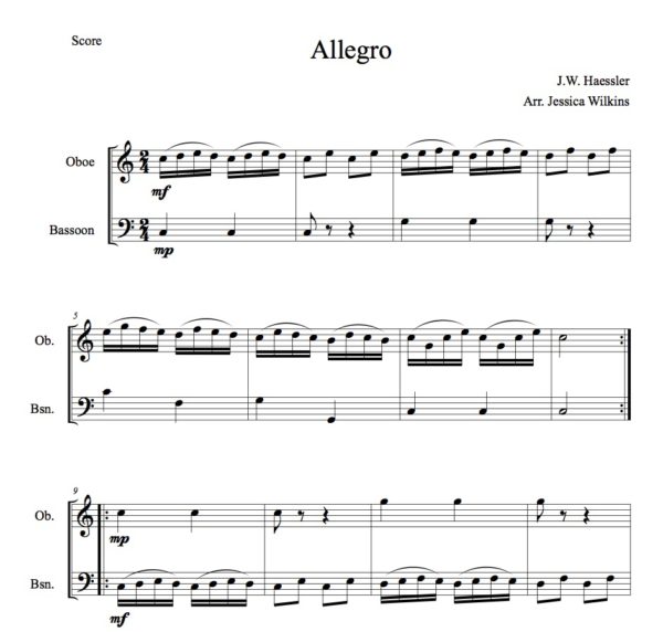 Haessler Allegro - oboe & bassoon duet (Digital Download)