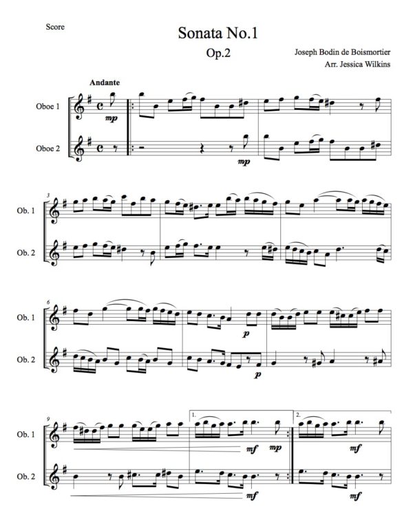 Boismortier Sonata No.1 Op.2 - Oboe duet