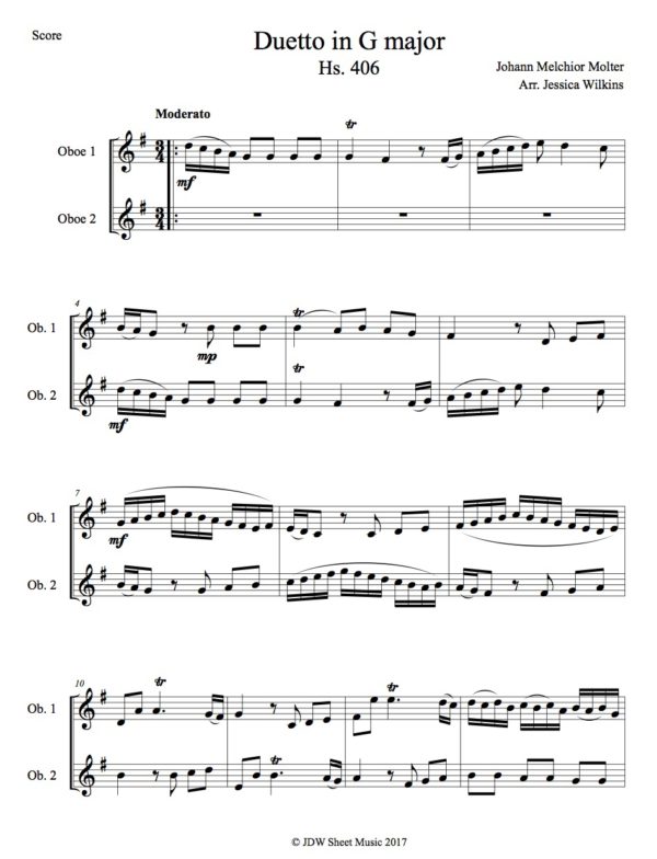 Molter Oboe Duetto Hs. 406 (Digital Download)