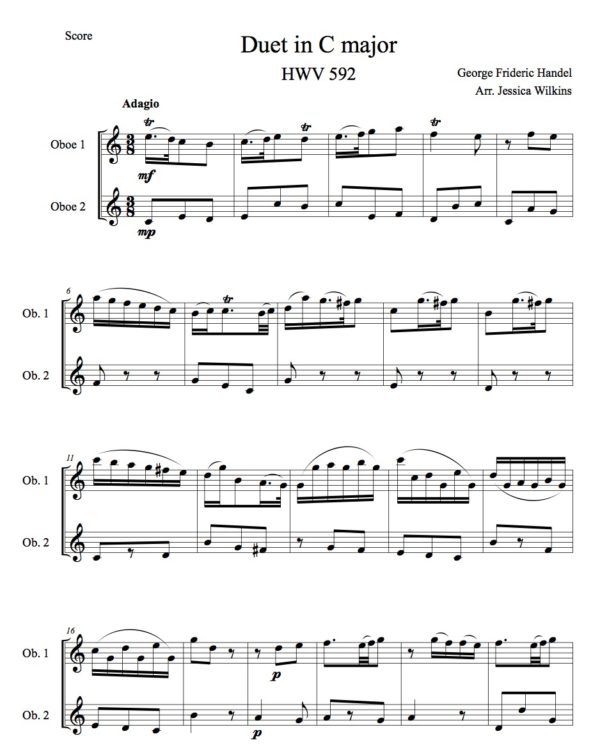 Handel oboe duet in c major hwv 592 (Digital Download)