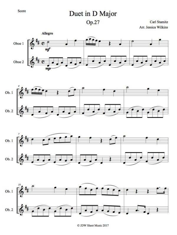 Stamitz oboe duet in d major (Digital Download)