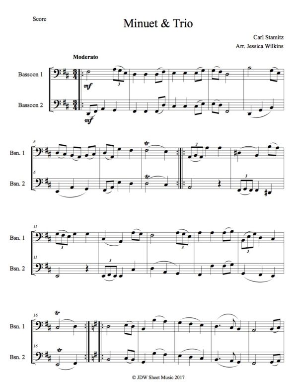 Stamitz Minuet & Trio bassoon duet (Digital Download)