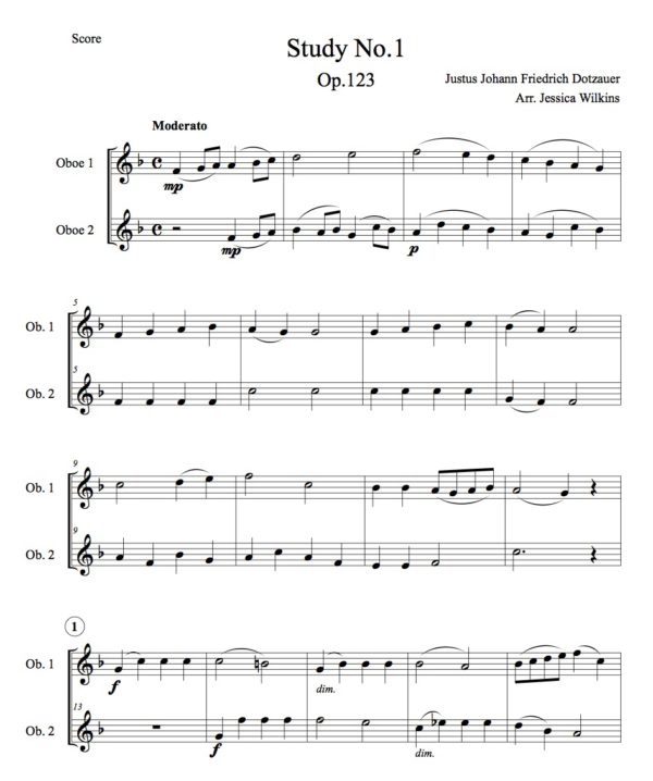 Dotzauer Study No.1 - oboe duet (Digital Download)