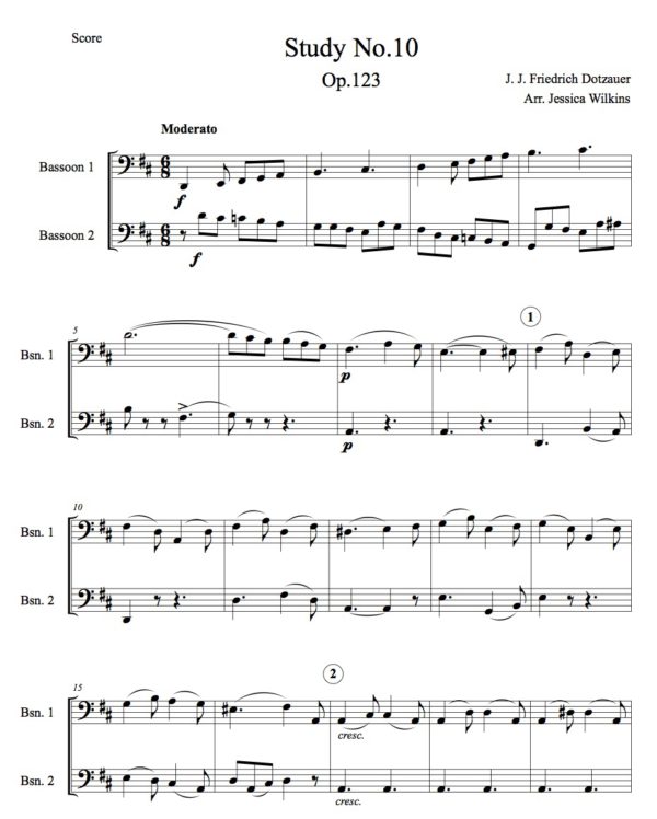 Dotzauer study no.10 - bassoon duet (Digital Download)