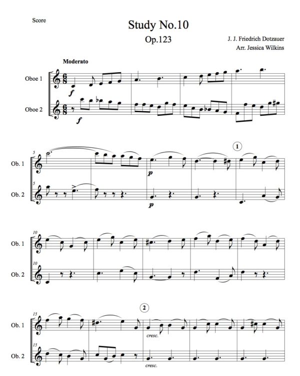 Dotzauer Study no.10 - oboe duet (Digital Download)