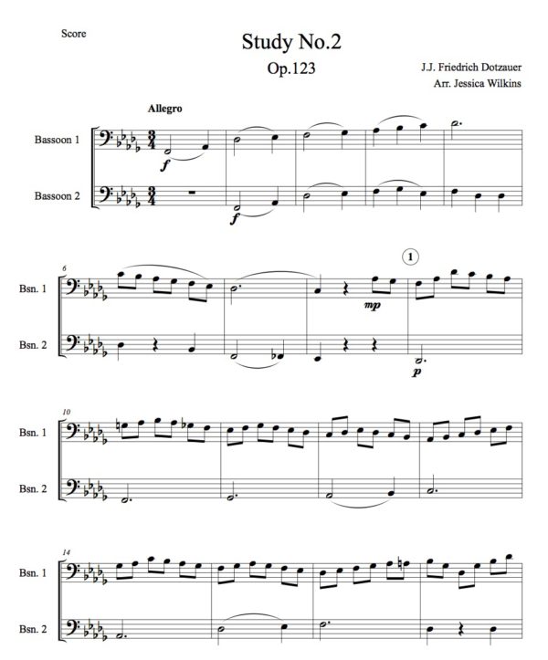 Dotzauer Study No.2 - bassoon duet (Digital Download)