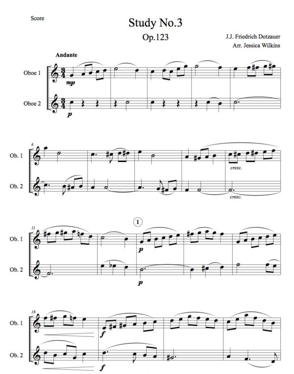 Dotzauer Study no.3 - oboe duet (Digital Download)