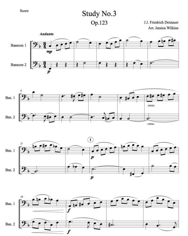 Dotzauer Study no.3 - bassoon duet (Digital Download)
