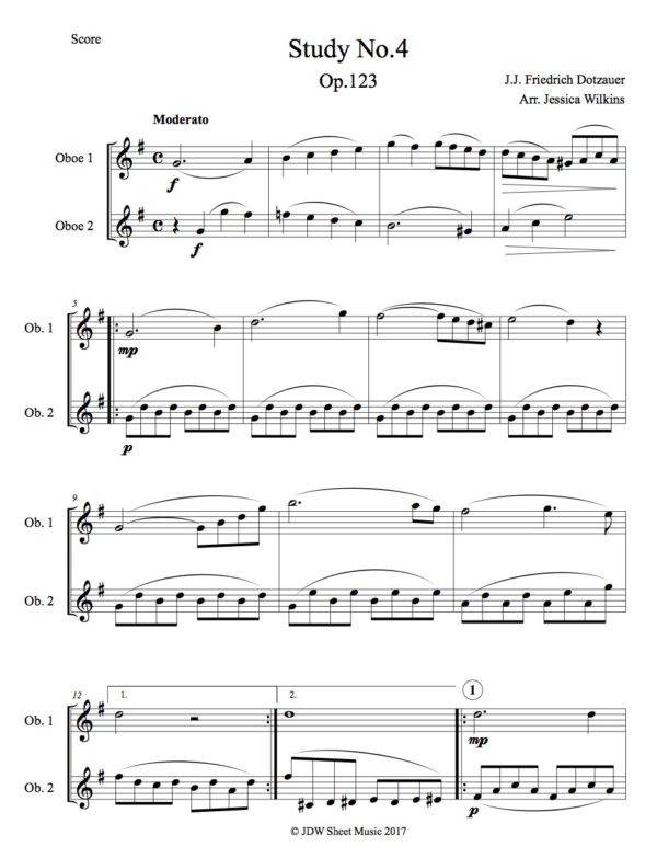 Dotzauer Study no.4 - oboe duet (Digital Download)