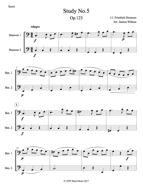 Dotzauer study no.5 - bassoon duet (Digital Download)