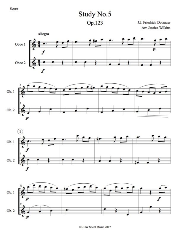 Dotzauer Study no.5 - oboe duet (Digital Download)