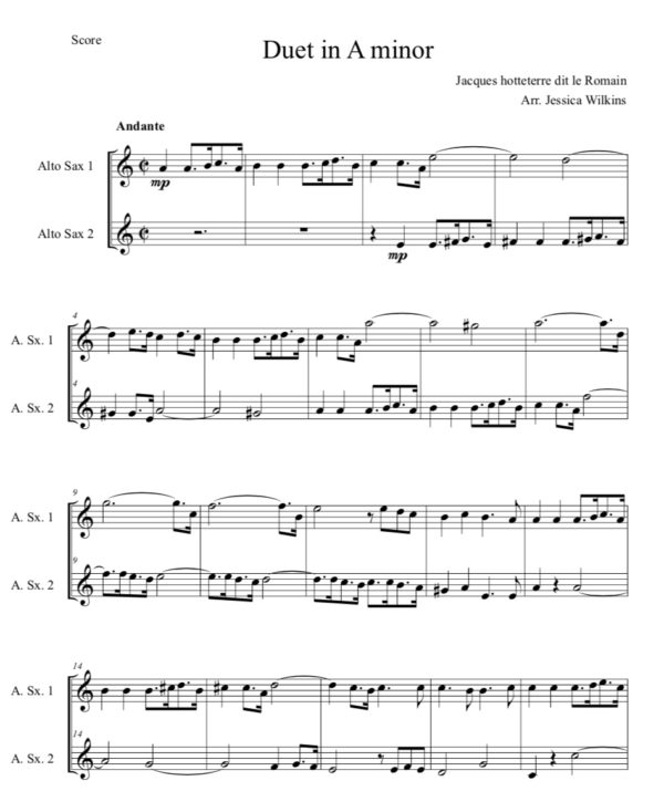 Romain Alto Saxophone Duet in A minor (Digital Download)