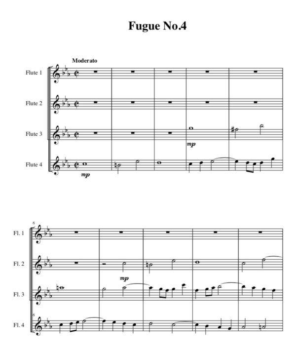 Bach Fugue No.4 - Flute Quartet (Digital Download)