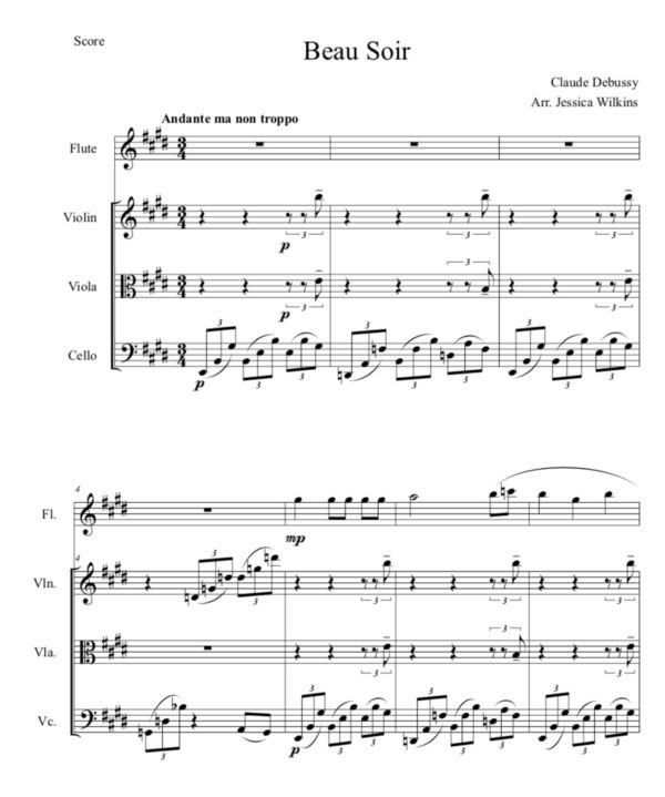 Debussy Beau Soir - Flute & Strings (Digital Download)