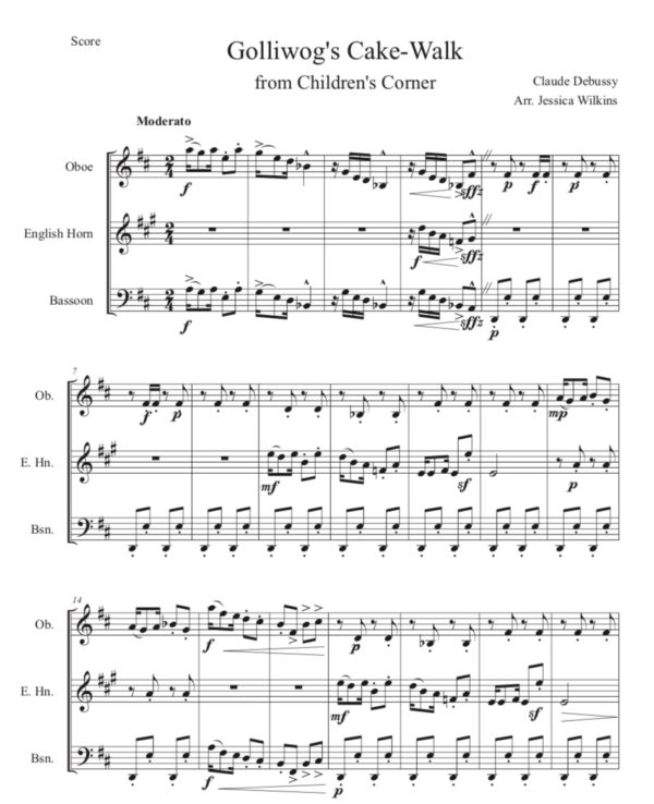 Golliwog's Cakewalk - Oboe,English horn, Bassoon Trio (Digital Download)