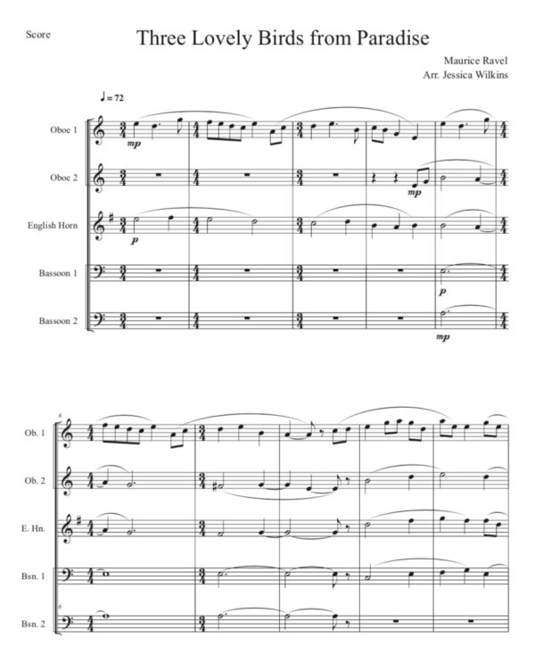 Three Lovely Birds from Paradise - Double Reed Choir (Digital Download)