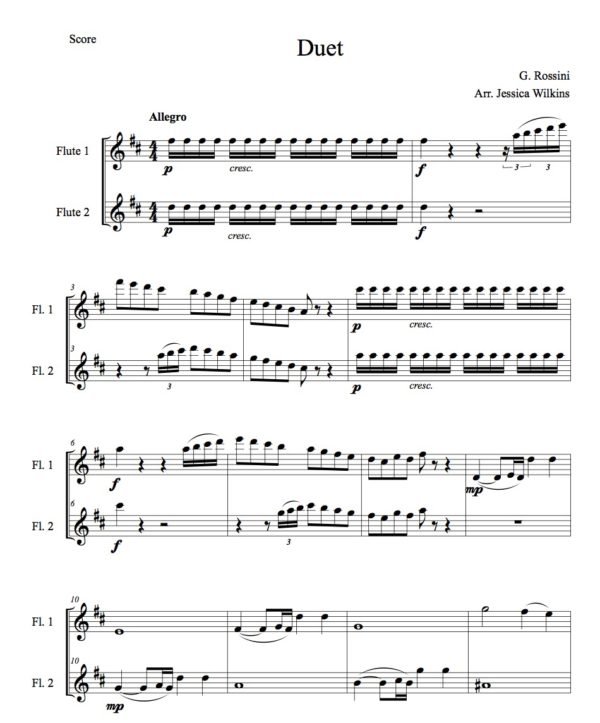 Rossini Flute Duet in D major (Allegro) - Digital Download