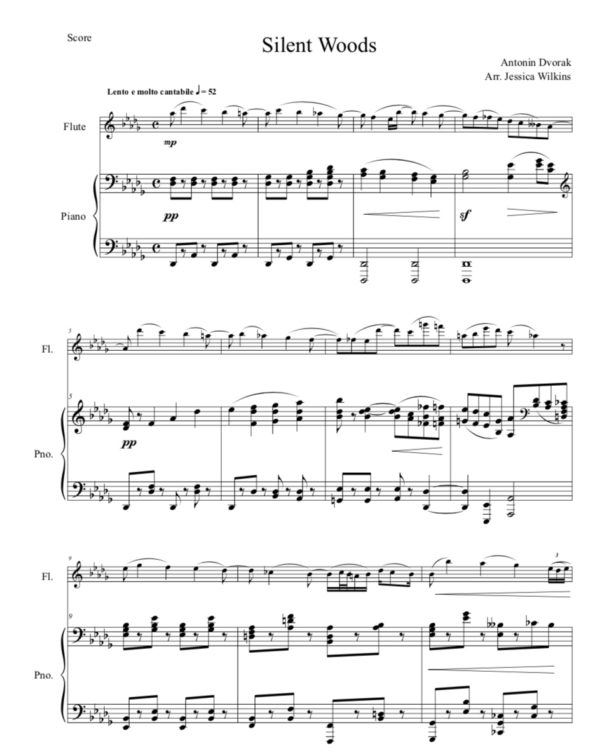 Dvorak Silent Woods - Flute & Piano (Digital Download)