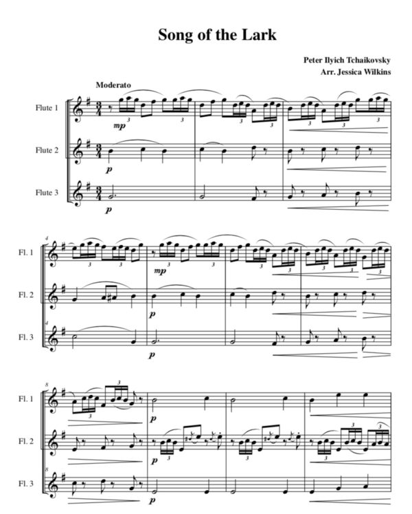 Tchaikovsky Song of the Lark - Flute Trio (Digital Download)