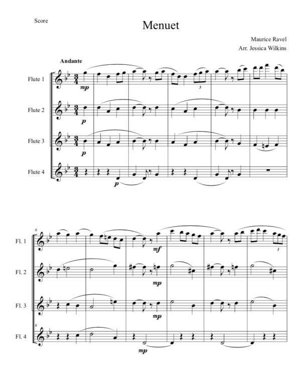 Ravel Menuet - Flute Quartet (Digital Download)