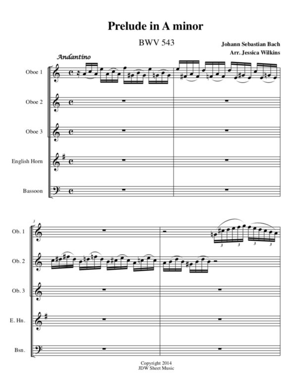 Bach Prelude in A minor - Double Reed Quintet