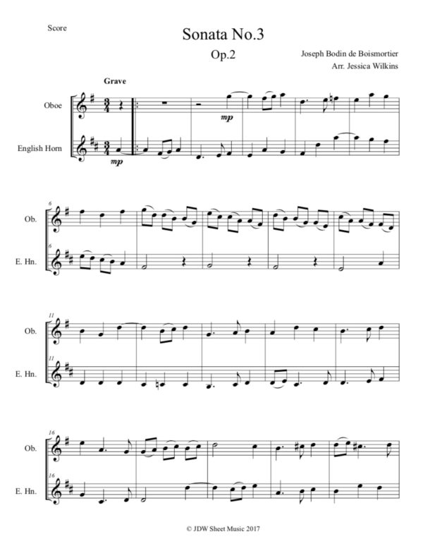 Boismortier Sonata No.3 Op.2 - Oboe & English horn duet