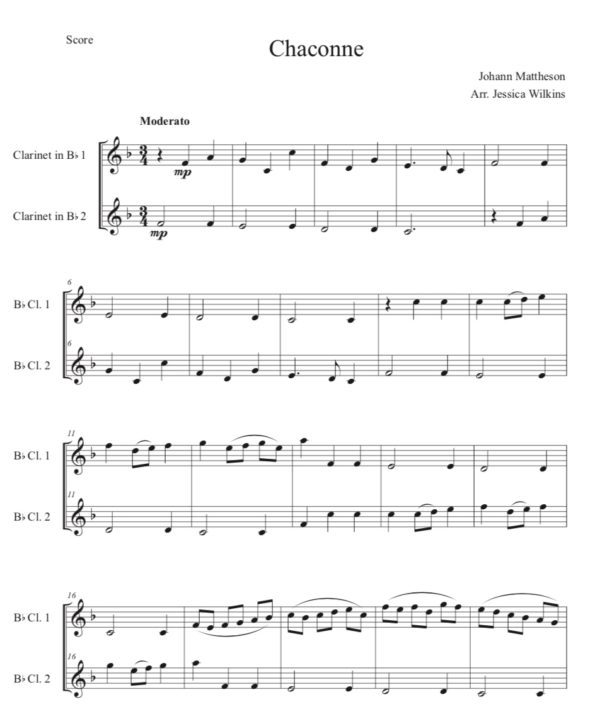 Mattheson Chaconne - Clarinet Duet (Digital Download)