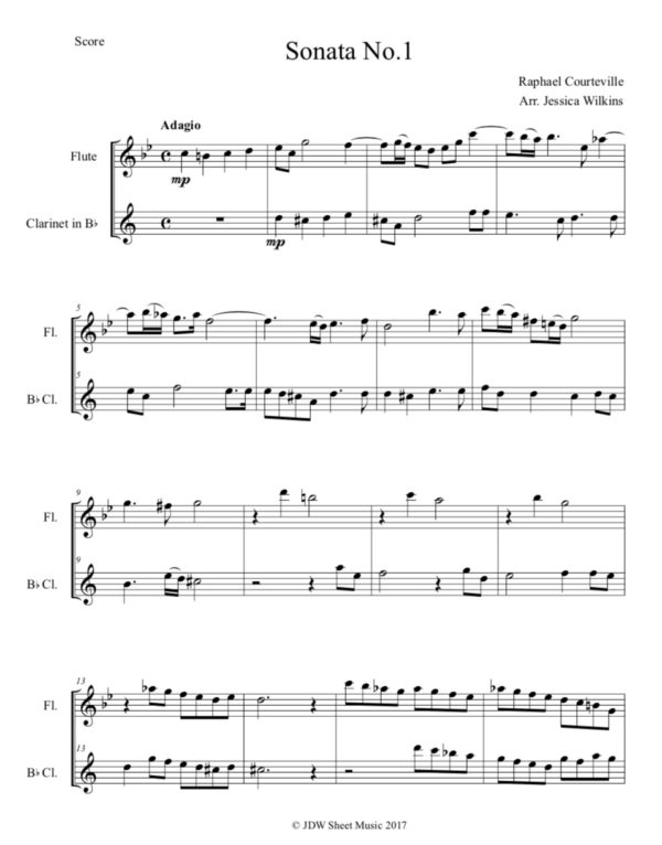 Courteville Sonata No.1 - Flute & Clarinet Duet (Digital Download)