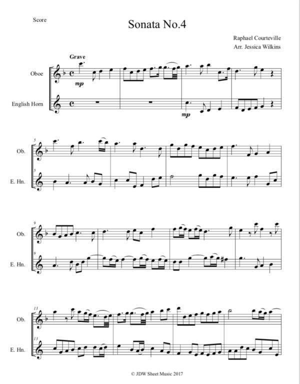 Courteville Sonata No.4 - Oboe & English horn Duet (Digital Download)