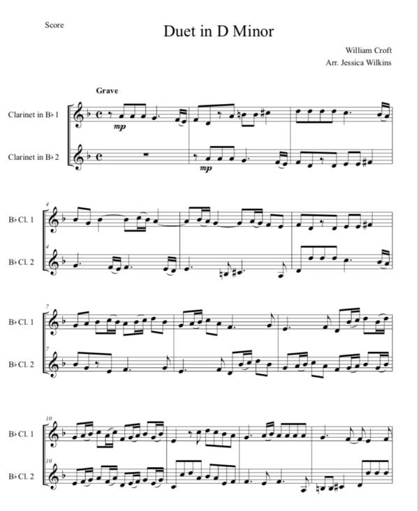 Croft Clarinet Duet in D Minor (Digital Download)