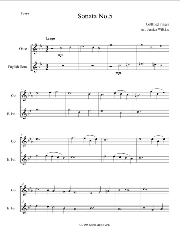 Finger Sonata No.5 - Oboe & English horn Duet (Digital Download)