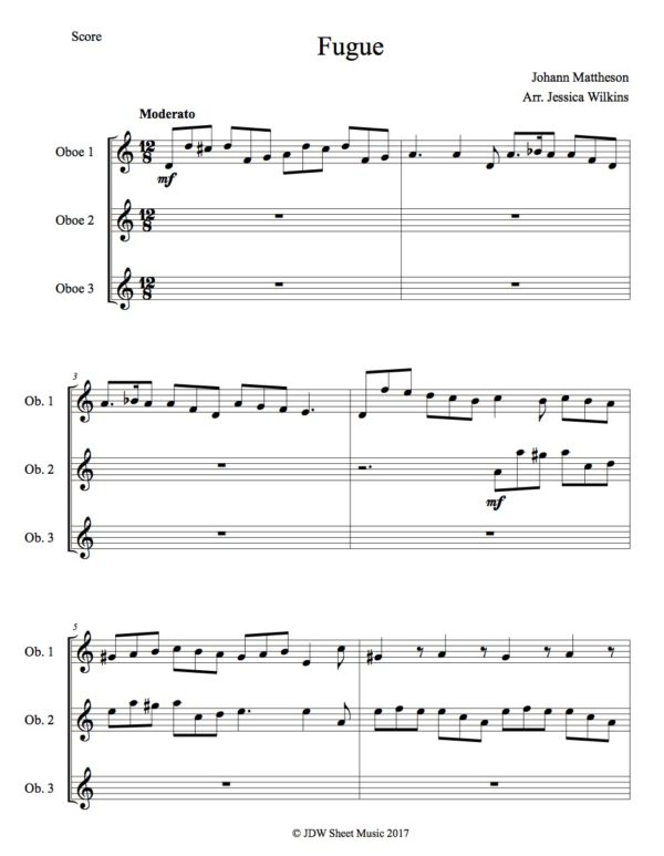 Mattheson Fugue Oboe Trio (Digital Download)