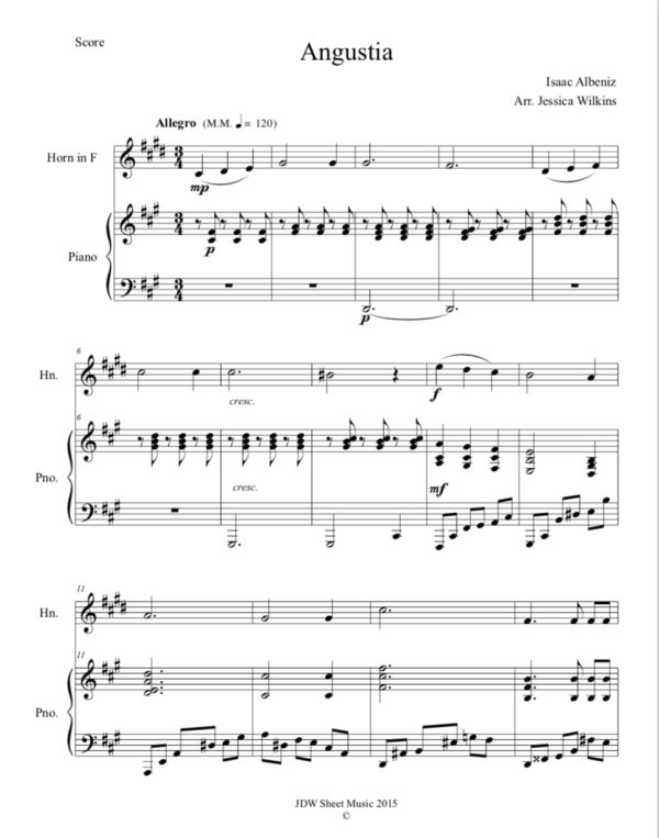 Albéniz Angustia - French horn & Piano