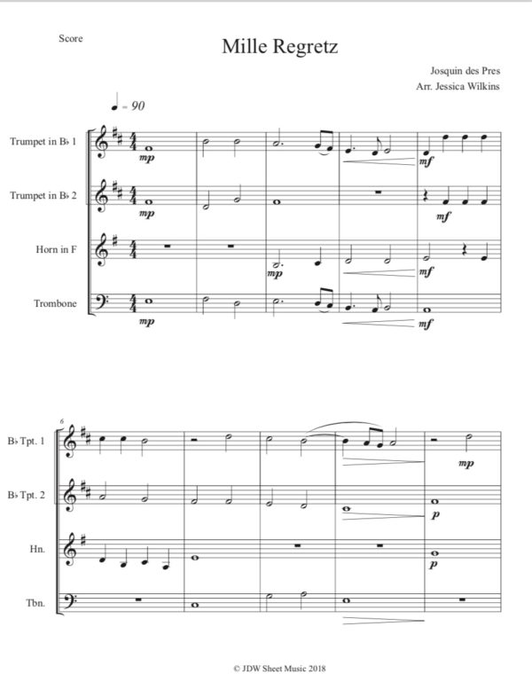 Josquin Mille Regretz - Brass Quartet (Digital Download)