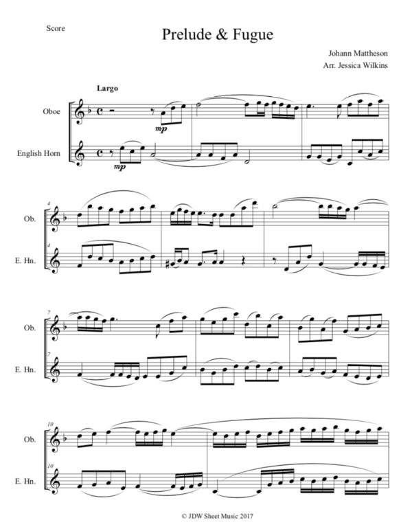 Mattheson Prelude & Fugue - Oboe & English horn Duet (Digital Download)