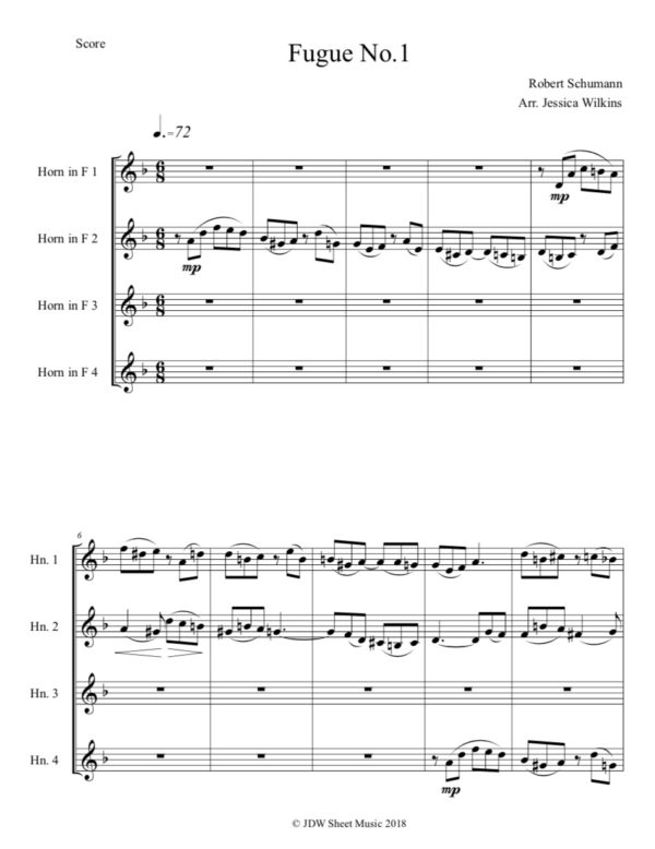 Schumann Fugue No.1 - French horn Quartet (Digital Download)
