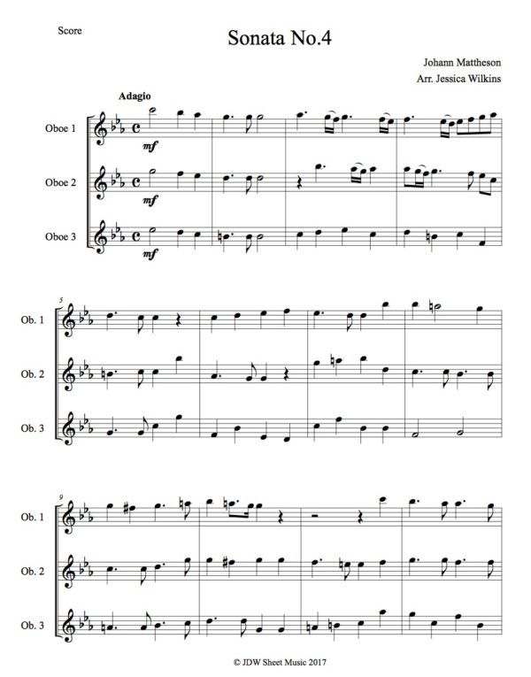 Mattheson Sonata No.4 Oboe Trio (Digital Download)