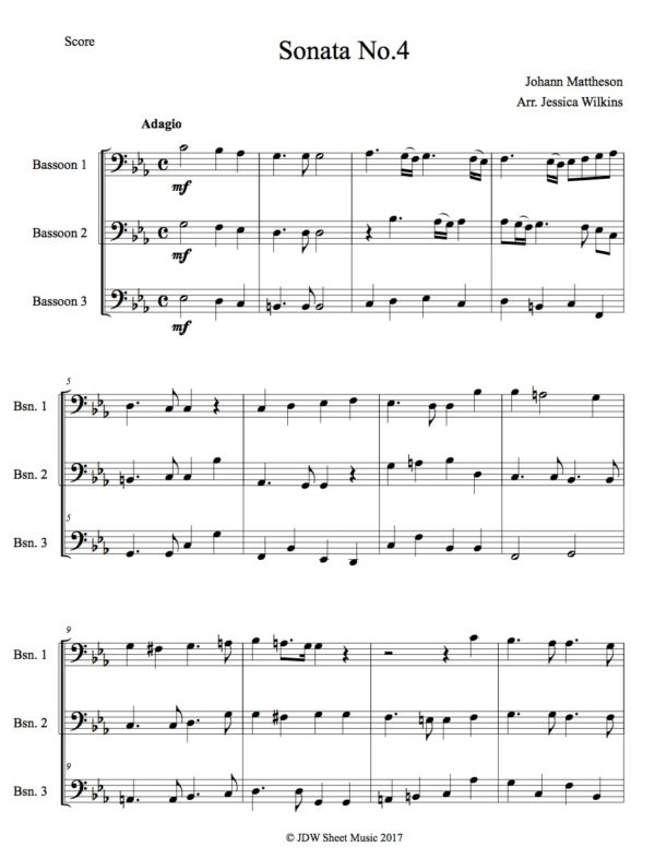Mattheson Sonata No.4 Bassoon Trio (Digital Download)