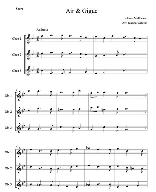 Mattheson Air & Gigue Oboe trio (Digital Download)