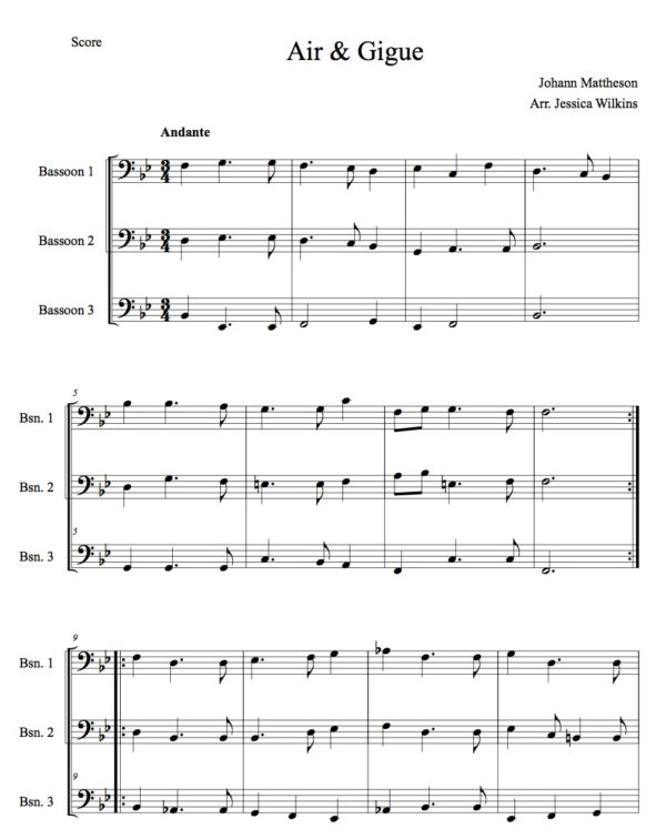 Mattheson Air & Gigue Bassoon Trio (Digital Download)