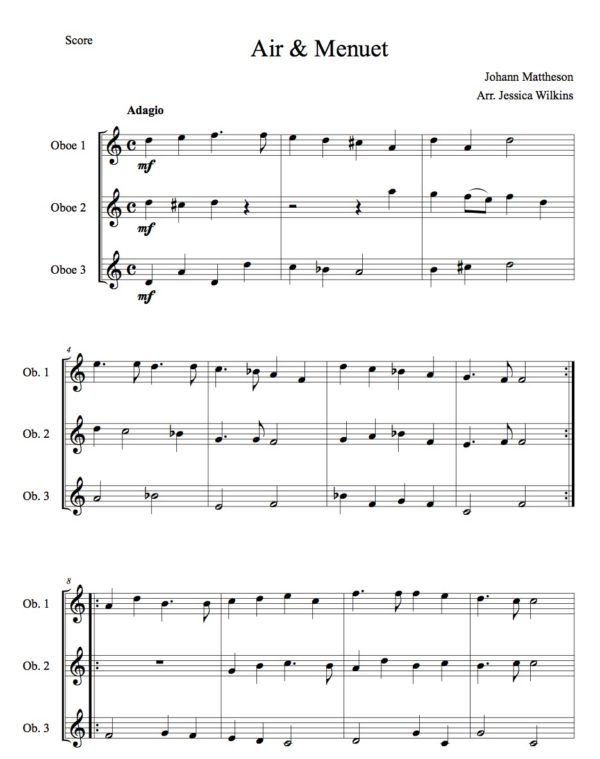 Mattheson Air & Minuet Oboe trio (Digital Download)