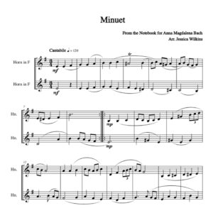 Bach Minuet in E minor - French horn duet (Digital Download)