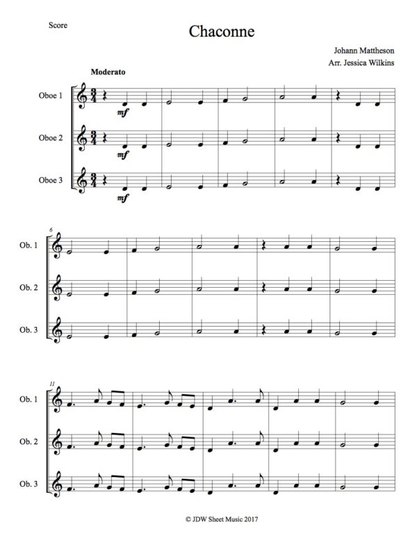 Mattheson Chaconne Oboe Trio (Digital Download)