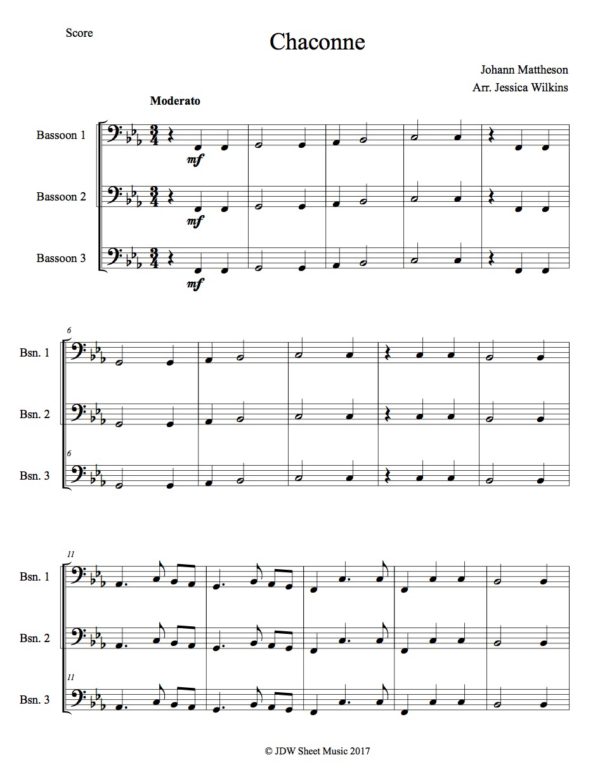 Mattheson Chaconne Bassoon Trio (Digital Download)