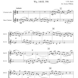 Bach Clarinet & Bass Clarinet Duet Wq. 140 Andante (Digital Download)