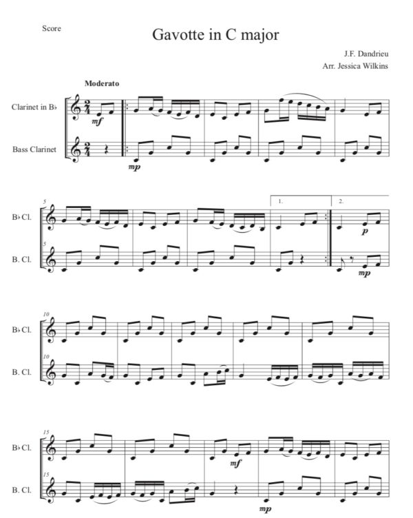 Dandrieu Gavotte - Clarinet & Bass Clarinet Duet (Digital Download)