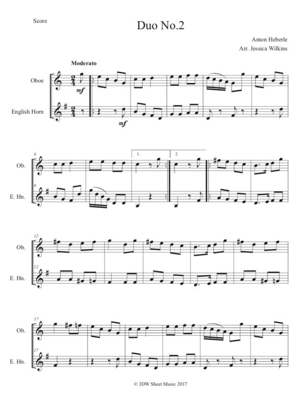 Heberle Oboe & English horn Duet No.2 (Digital Download)