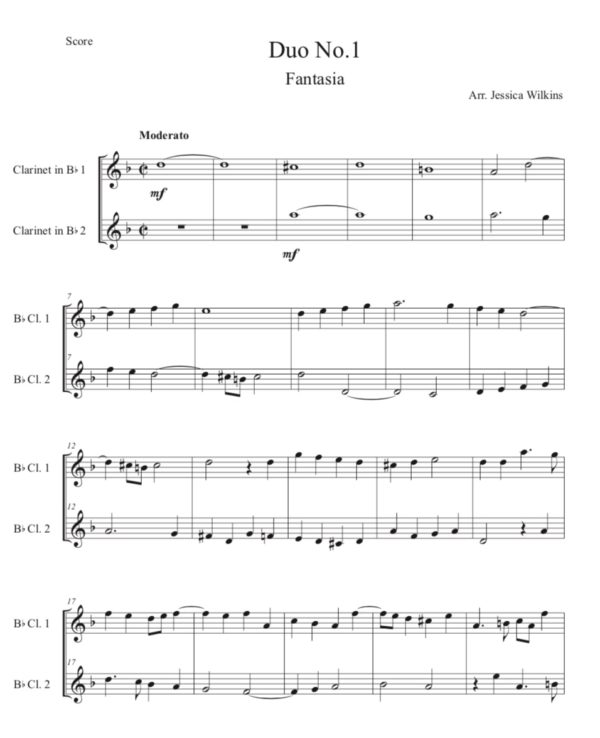 Clarinet Duet No.1 Fantasia (Digital Download)