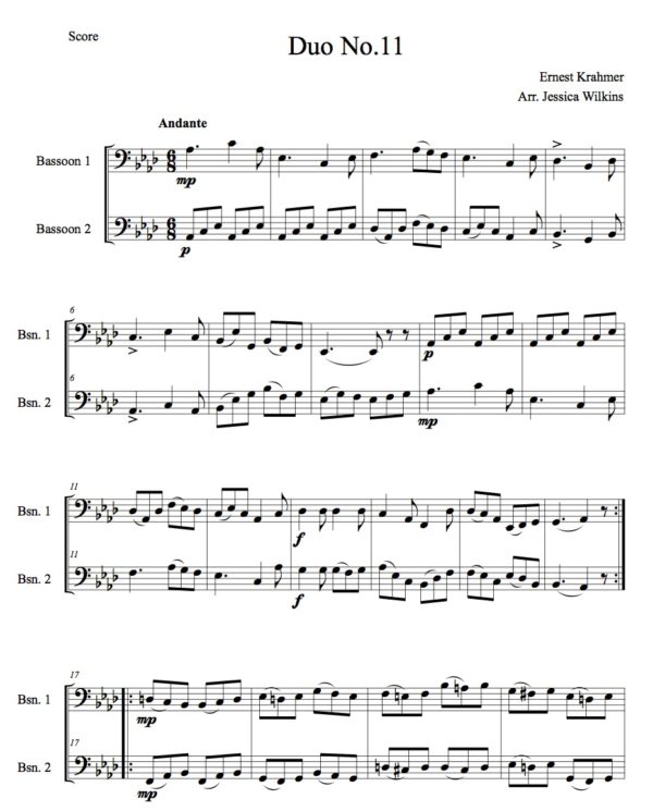 Krahmer Bassoon Duet No.11 (Digital Download)