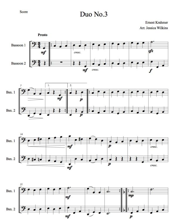 Krahmer Bassoon Duet No.3 (Digital Download)